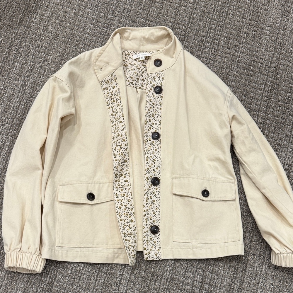 Bohme Cream Utility Jacket with Floral Lining